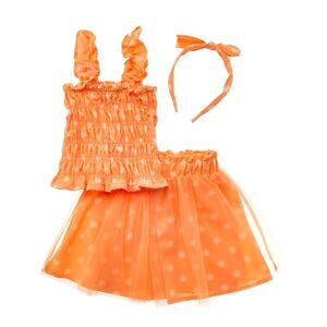Freestyle Girls  3Pc Summer Blossom Tulle Skirt Set, Orange